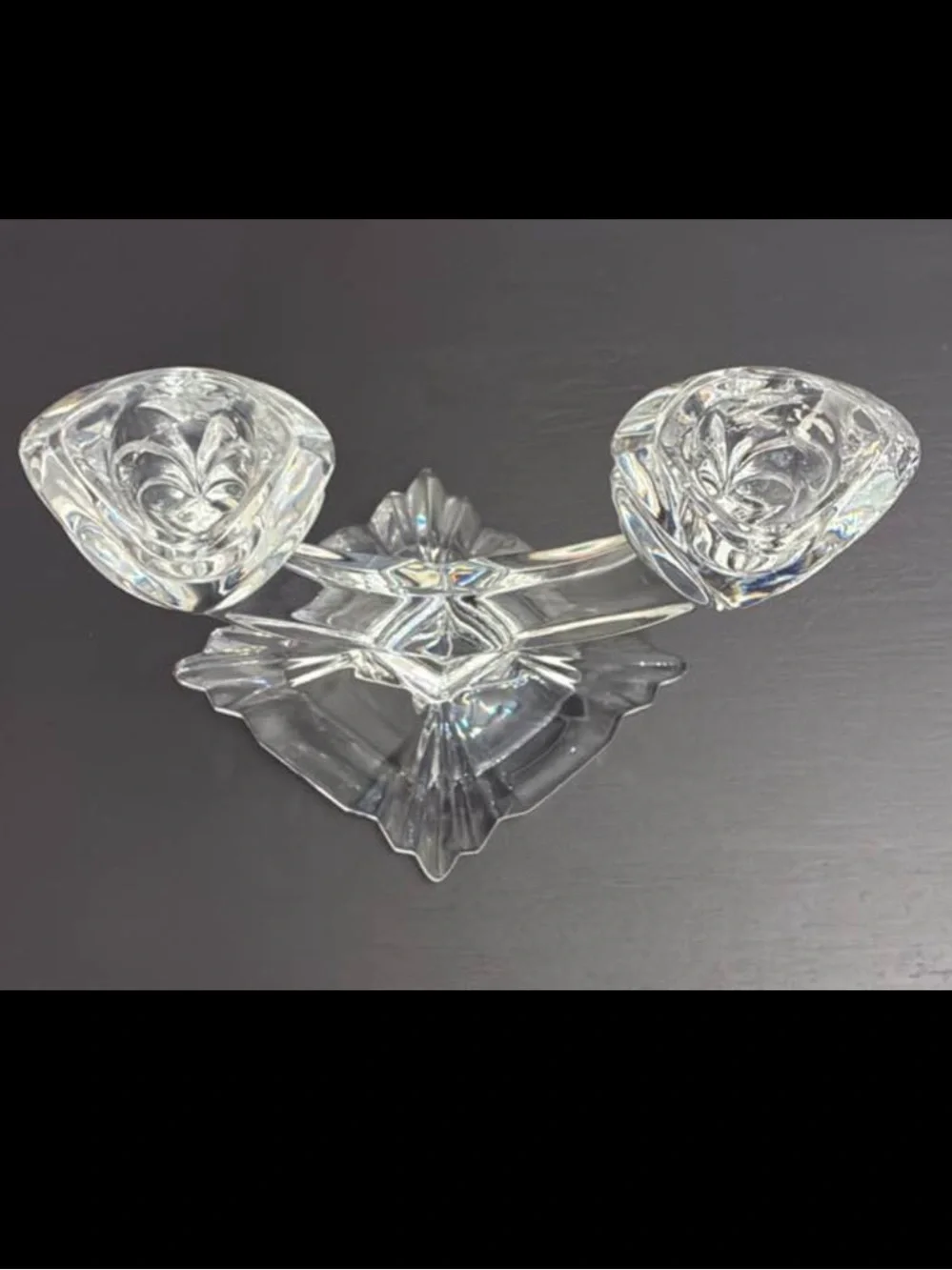 Glass Double-Tulip Candle Holder - Clear